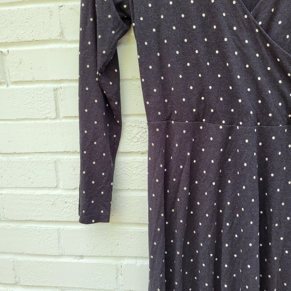 Old Navy Polka Dot Faux Wrap Midi Dress Gray White‎ Size Small - Picture 3 of 10